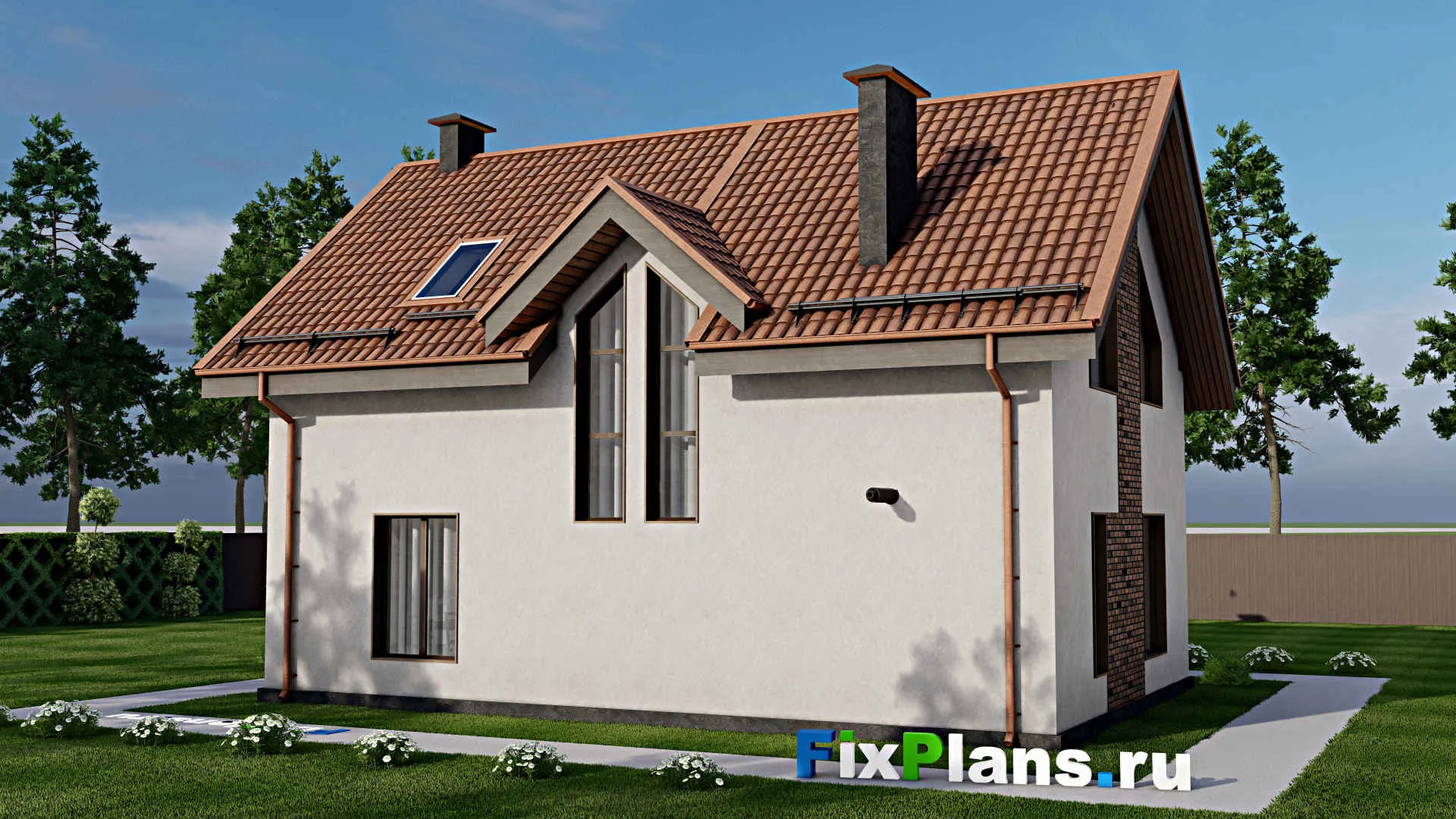 F-5318 - Проект дома с мансардой 10 на 13, площадью 150 м² с 4 спальнями