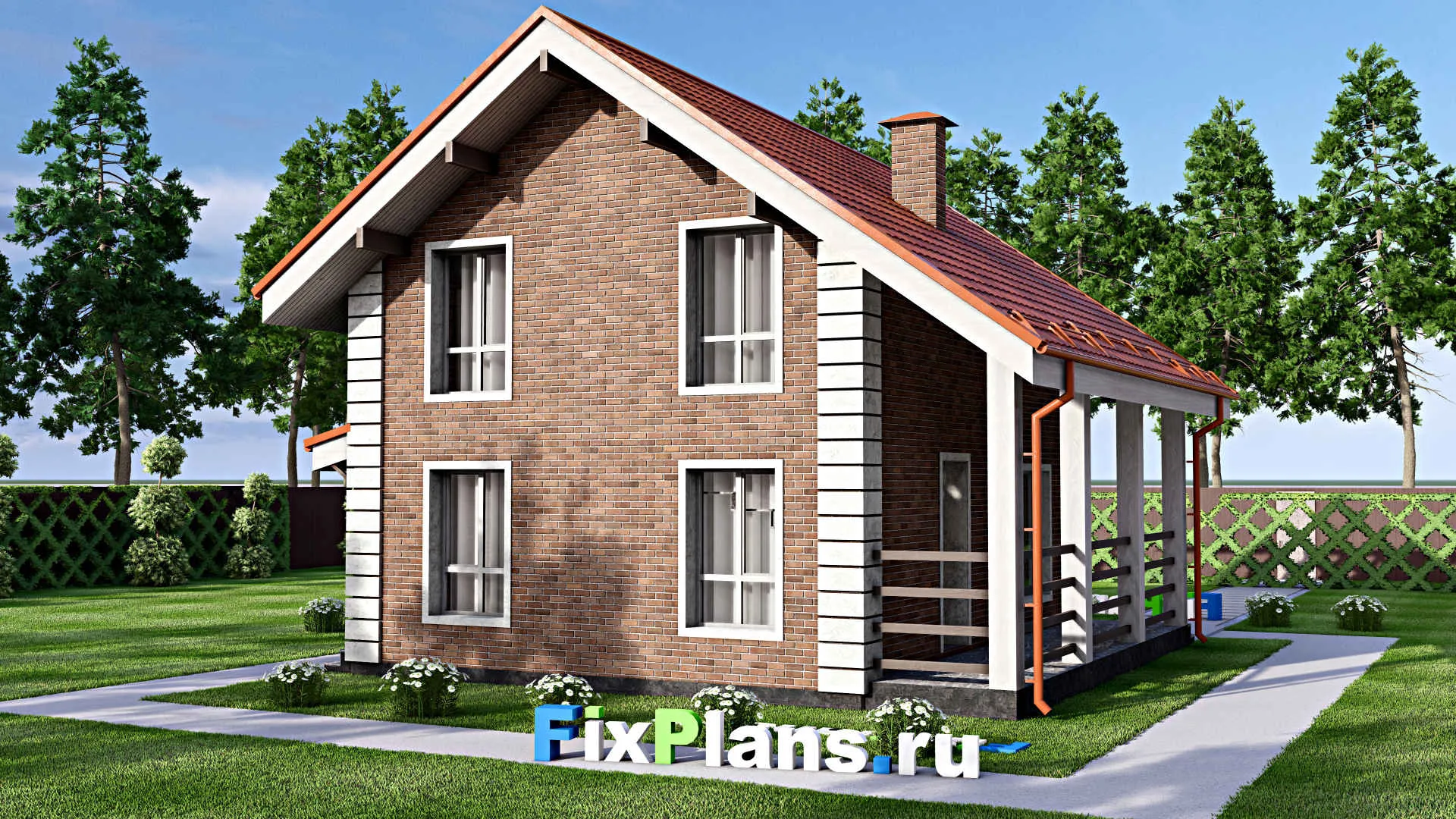 F-14660 - Проект дома с мансардой 9 на 9, площадью 110 м² с террасой и 3 спальнями