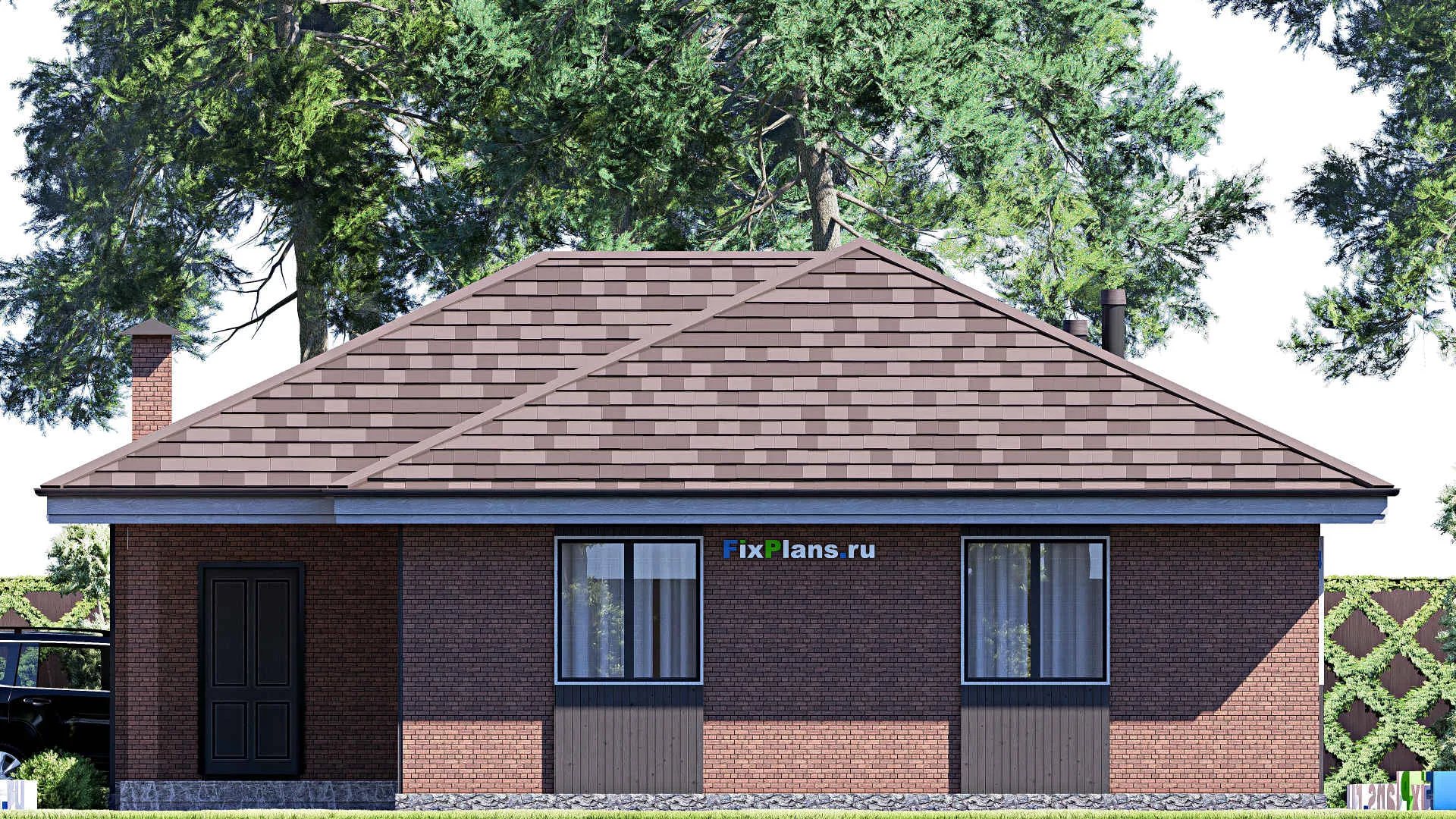 F-19340 - Проект одноэтажного дома 12 на 13, площадью 100 м² с 3 спальнями