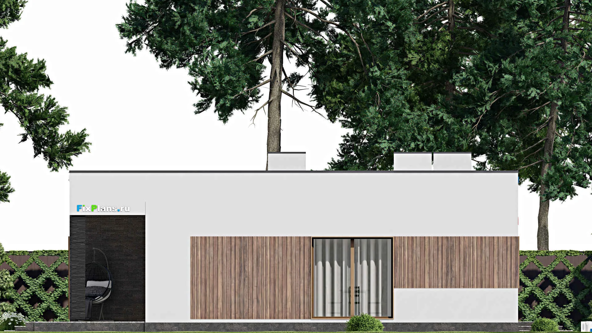 F-9341 - Проект одноэтажного дома 14 на 15, площадью 150 м² с террасой и 3 спальнями