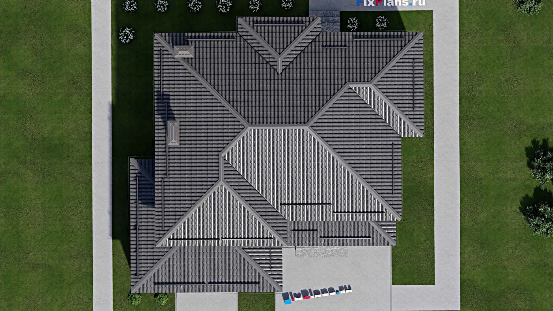 F-4481 - Проект двухэтажного дома 16 на 17, площадью 240 м² с балконом, гаражом на 2 машины и 3 спальнями