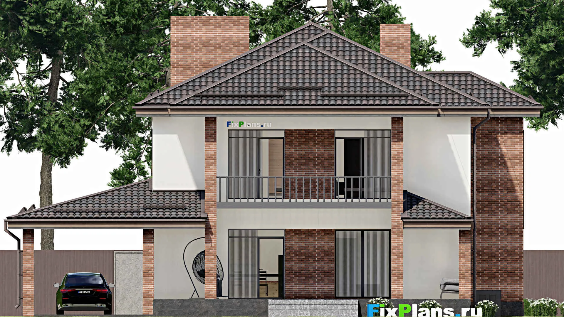 F-2978 - Проект двухэтажного дома 13 на 17, площадью 270 м² с террасой, балконом и 3 спальнями