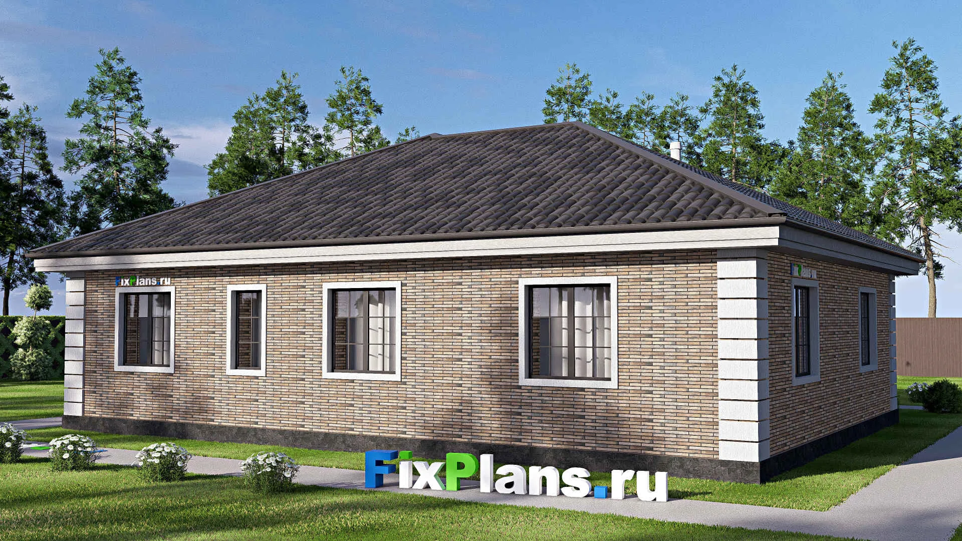 F-19646 - Проект одноэтажного дома 13 на 15, площадью 140 м² с 3 спальнями