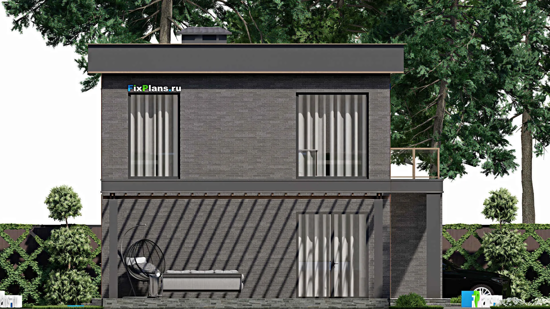 F-6209 - Проект двухэтажного дома 10 на 15, площадью 250 м² с террасой и 4 спальнями