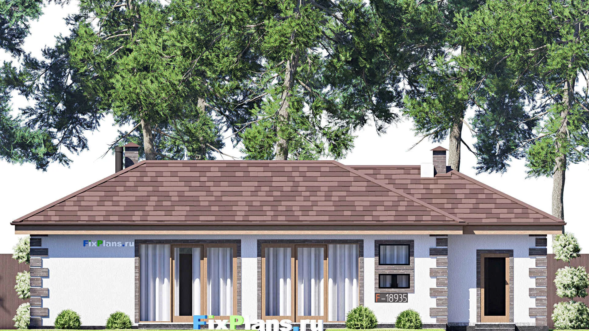 F-18935 - Проект бани 9 на 16, площадью 100 м² с комнатой отдыха, терассой и санузлом