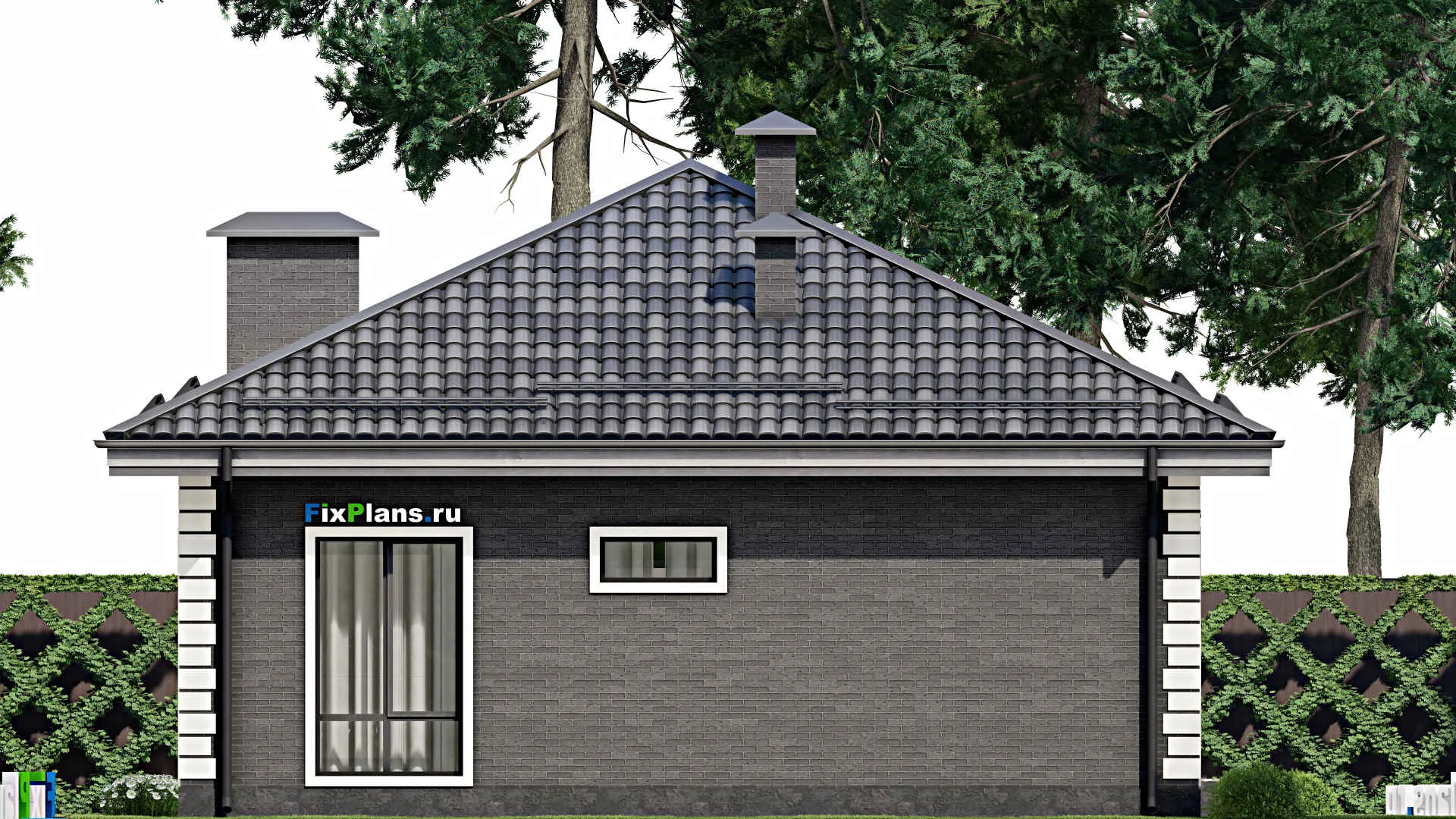 F-5777 - Проект одноэтажного дома 10 на 12, площадью 120 м² с террасой и 3 спальнями