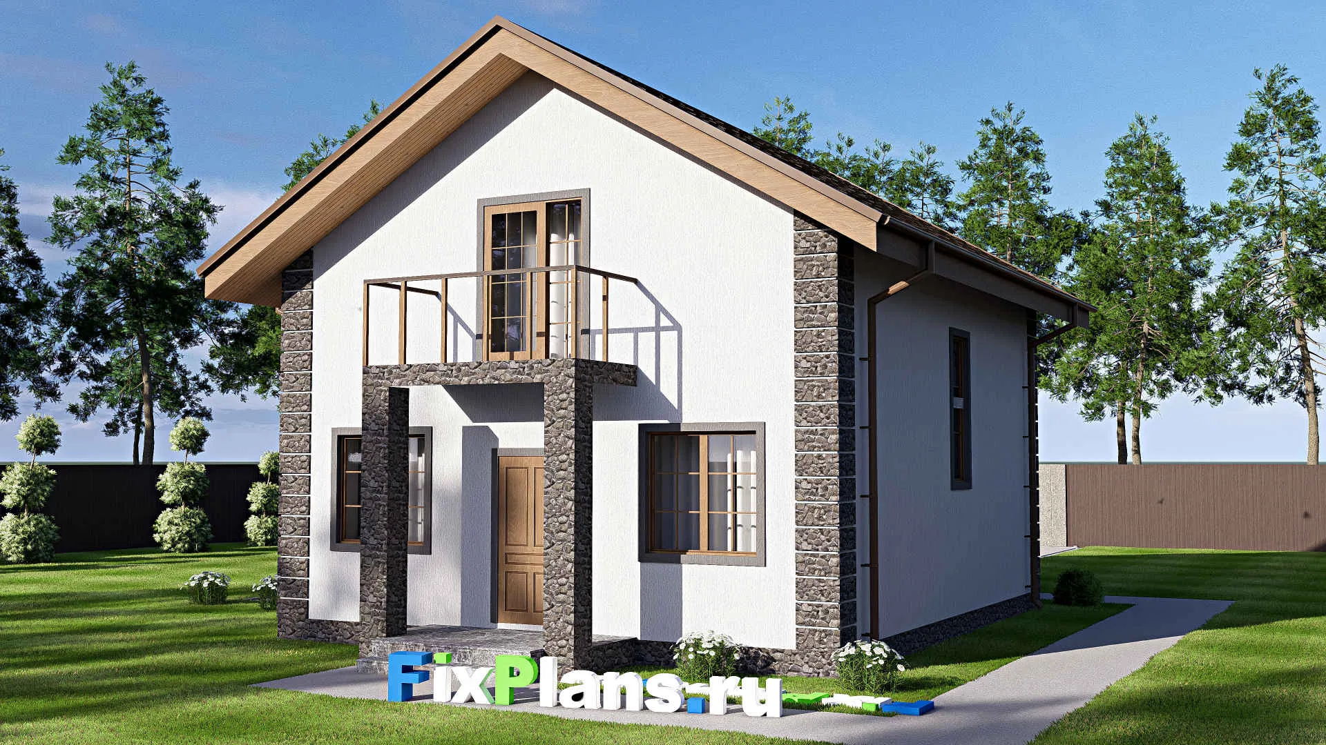 F-18431 - Проект дома с мансардой 9 на 12, площадью 100 м² с террасой, балконом и 4 спальнями