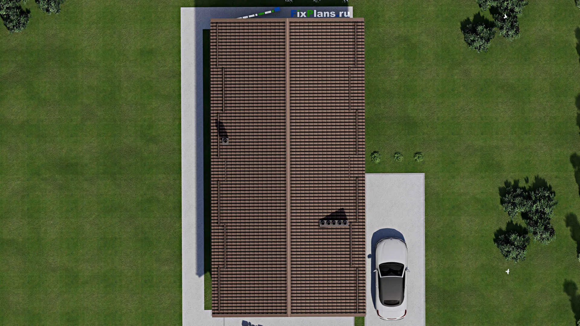 F-3419 - Проект одноэтажного дома 10 на 15, площадью 150 м² с террасой и 4 спальнями