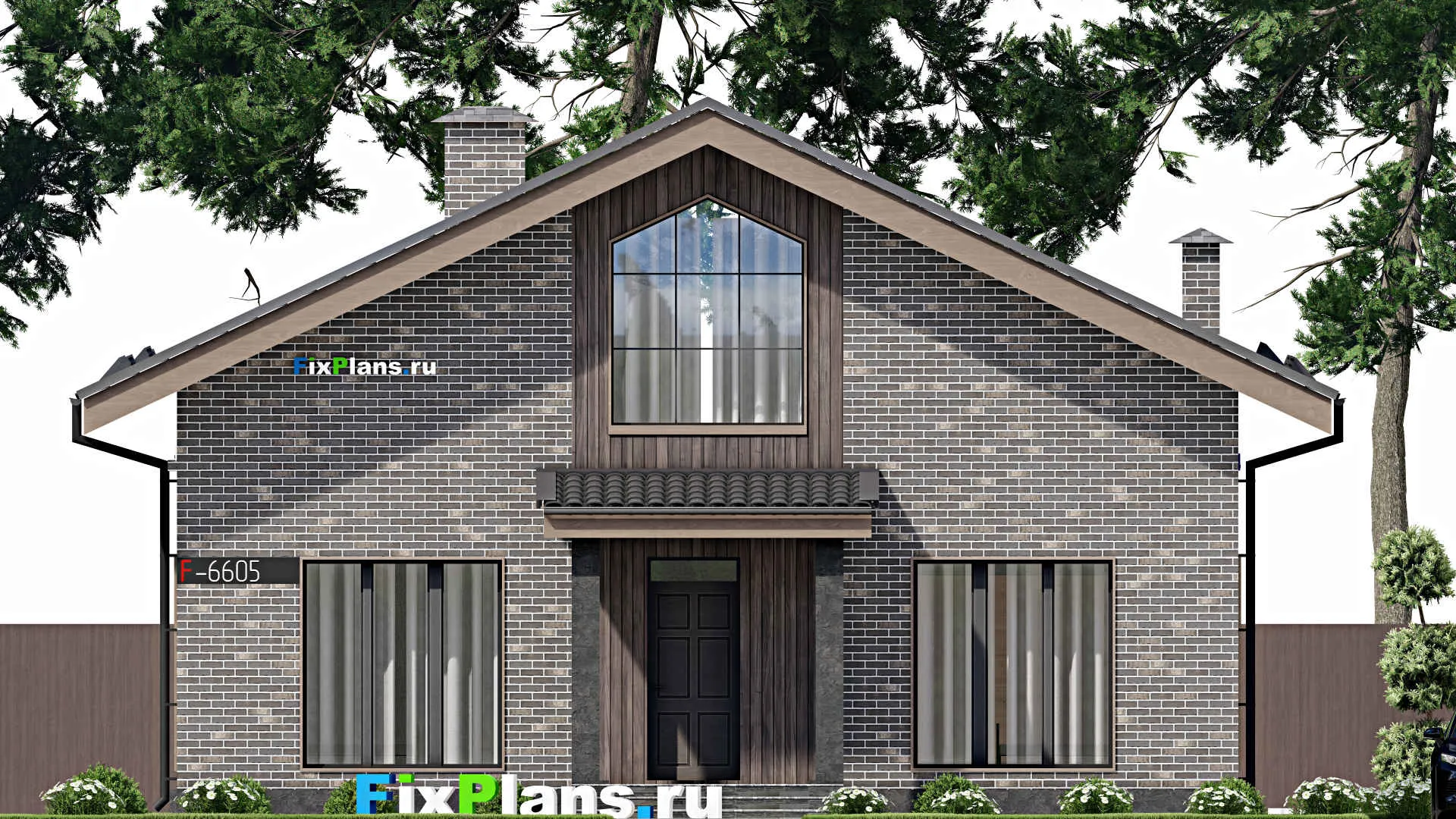 F-6605 - Проект дома с мансардой 12 на 14, площадью 240 м² с террасой и 3 спальнями