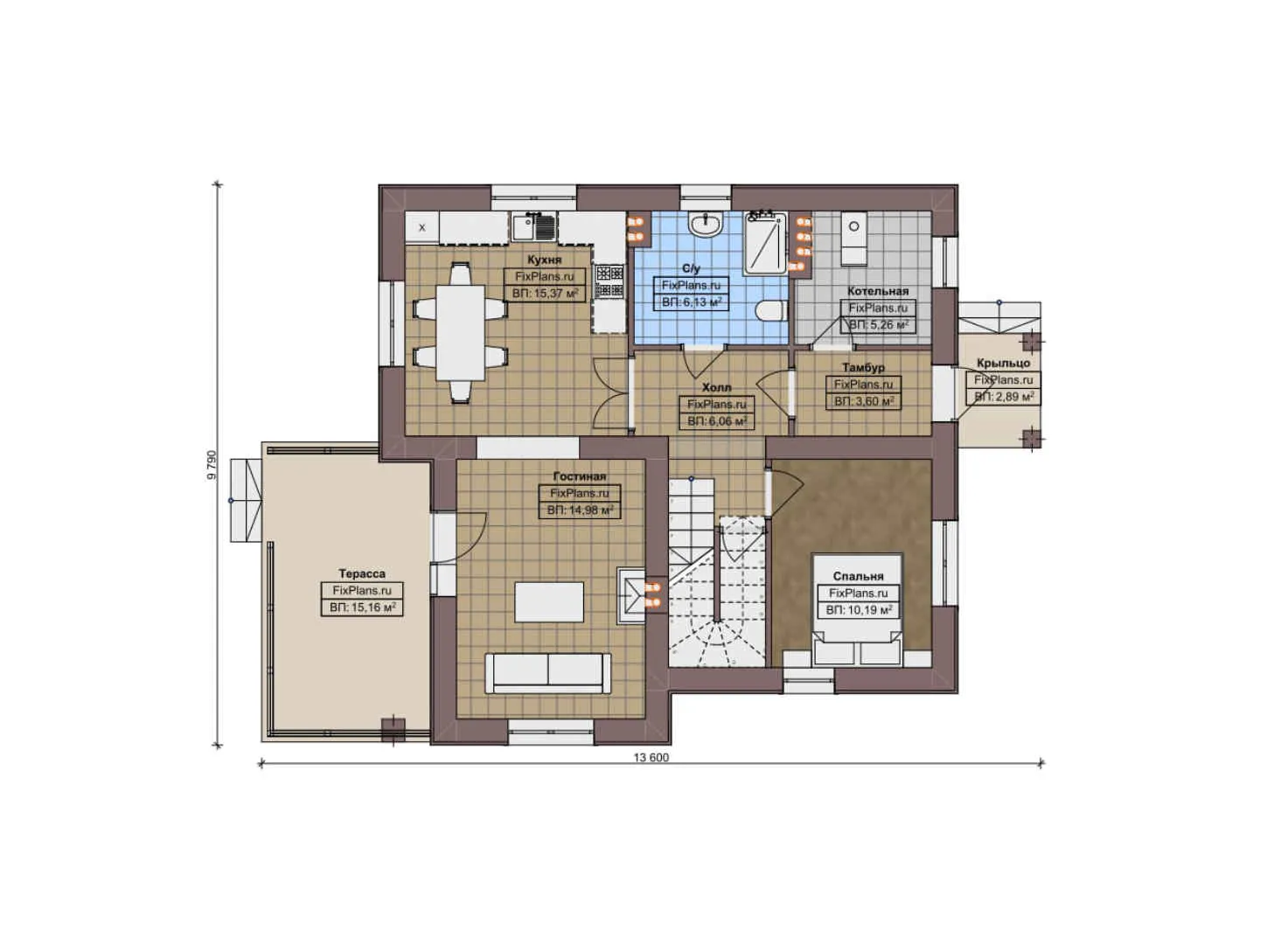 F-10493 - Планы дома с мансардой 10 на 14, площадью 150 м² с 4 спальнями