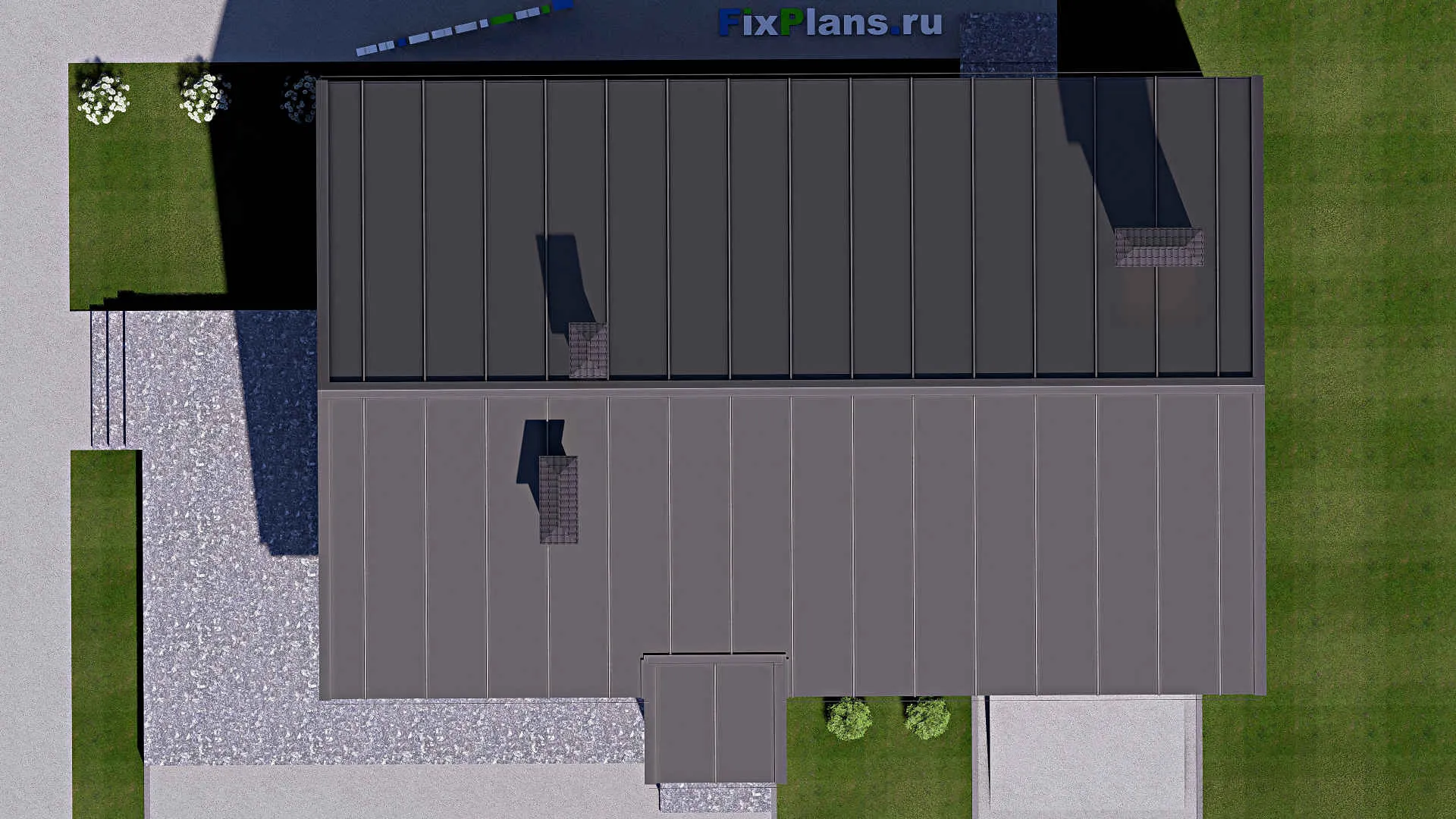 F-12743 - Проект одноэтажного дома 13 на 20, площадью 170 м² с террасой, гаражом на 1 машину и 3 спальнями