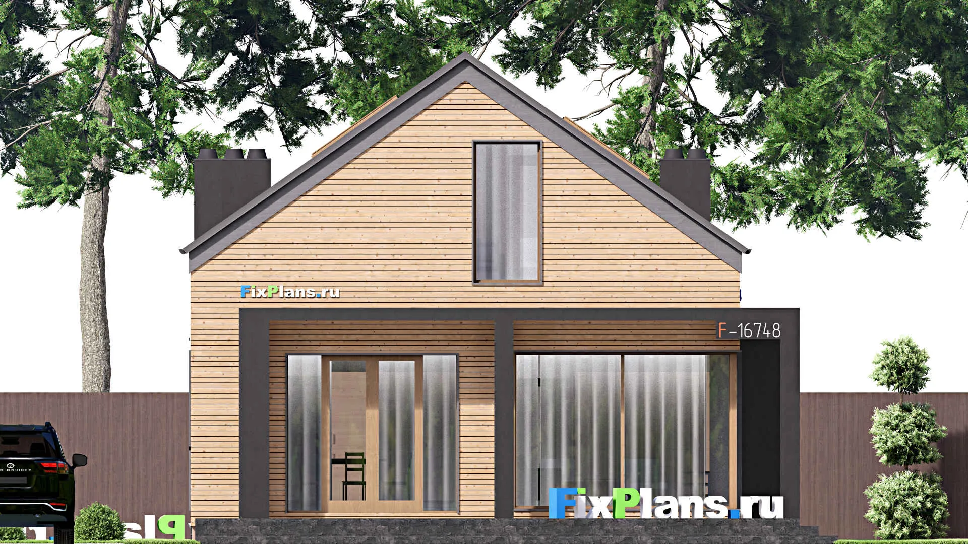 F-16748 - Проект дома с мансардой 10 на 21, площадью 250 м² с террасой и 3 спальнями