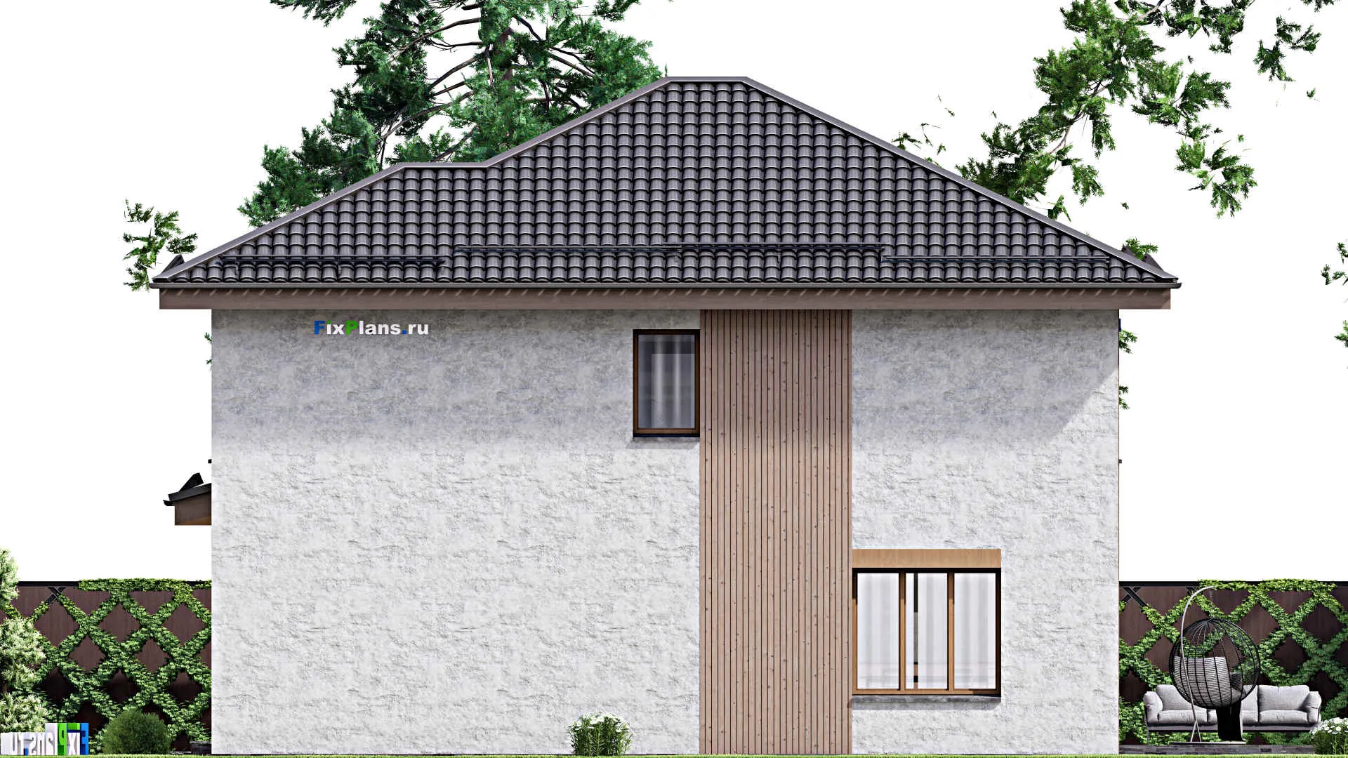 F-12734 - Проект двухэтажного дома 10 на 16, площадью 200 м² с террасой и 4 спальнями