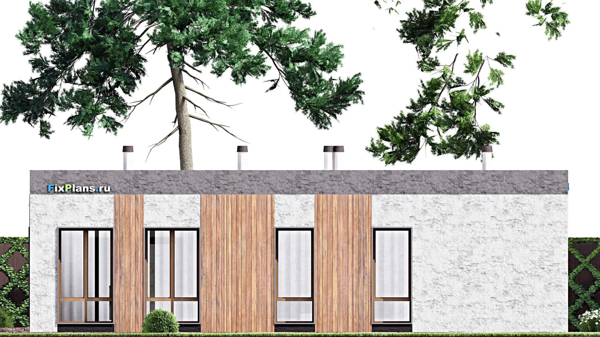 F-14048 - Проект одноэтажного дома 14 на 15, площадью 160 м² с террасой и 3 спальнями