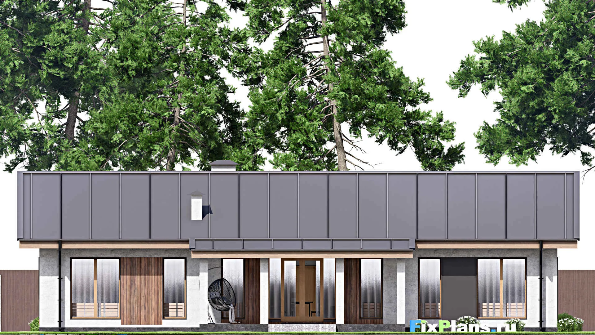 F-13931 - Проект одноэтажного дома 12 на 20, площадью 160 м² с террасой и 3 спальнями