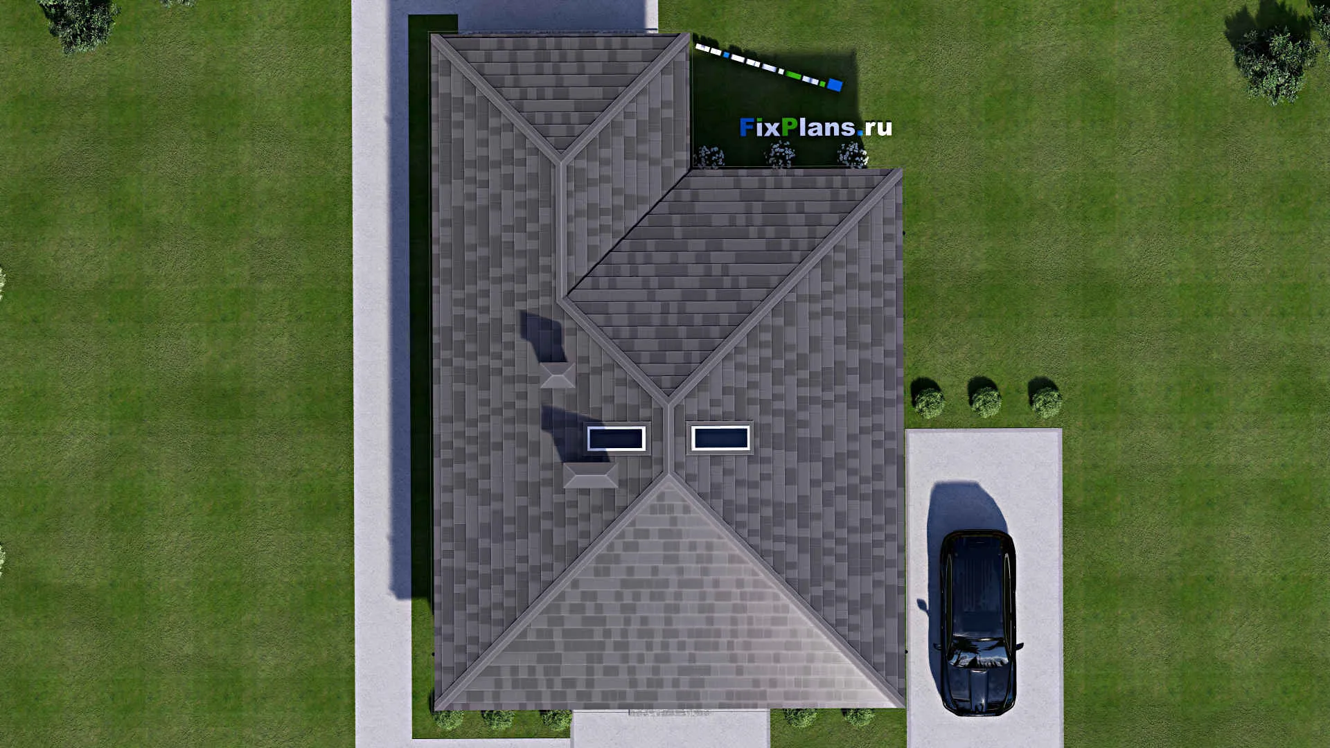 F-13850 - Проект одноэтажного дома 12 на 17, площадью 130 м² с террасой и 3 спальнями