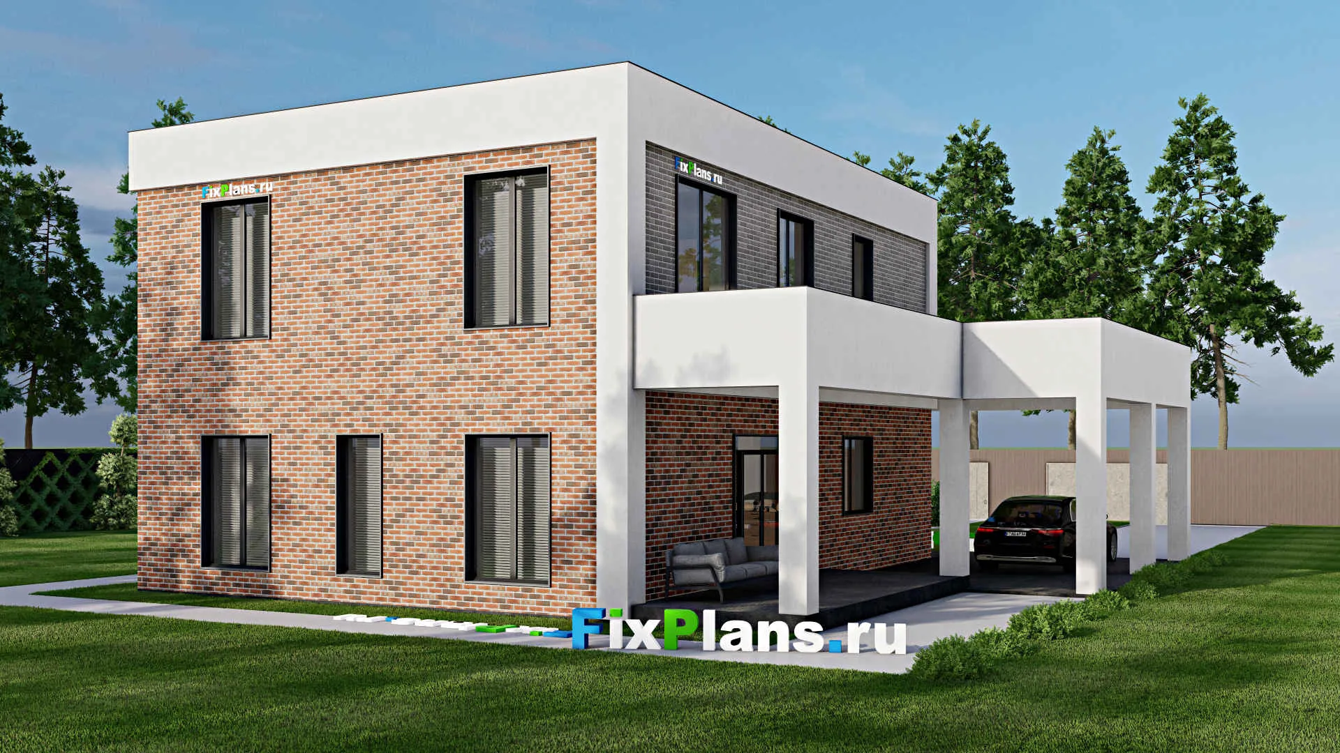 F-2771 - Проект двухэтажного дома 10 на 14, площадью 210 м² с террасой и 3 спальнями