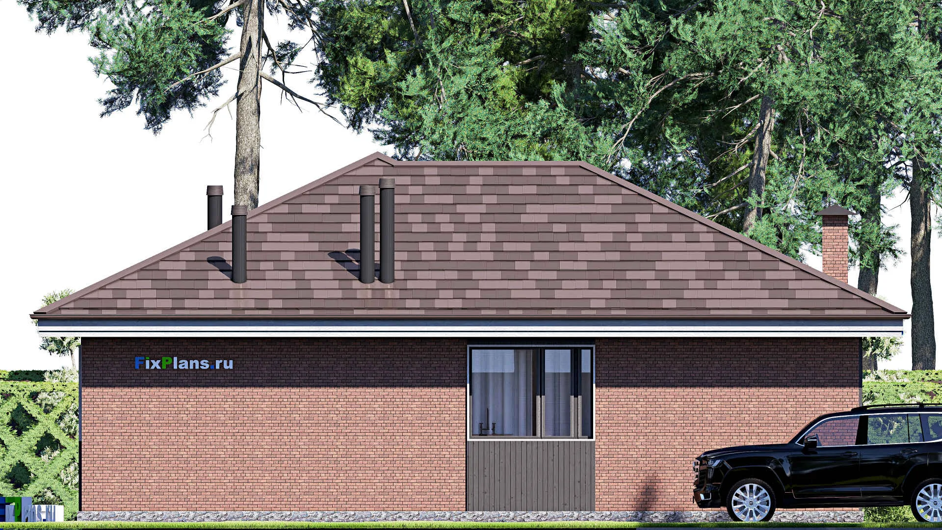 F-19340 - Проект одноэтажного дома 12 на 13, площадью 100 м² с 3 спальнями