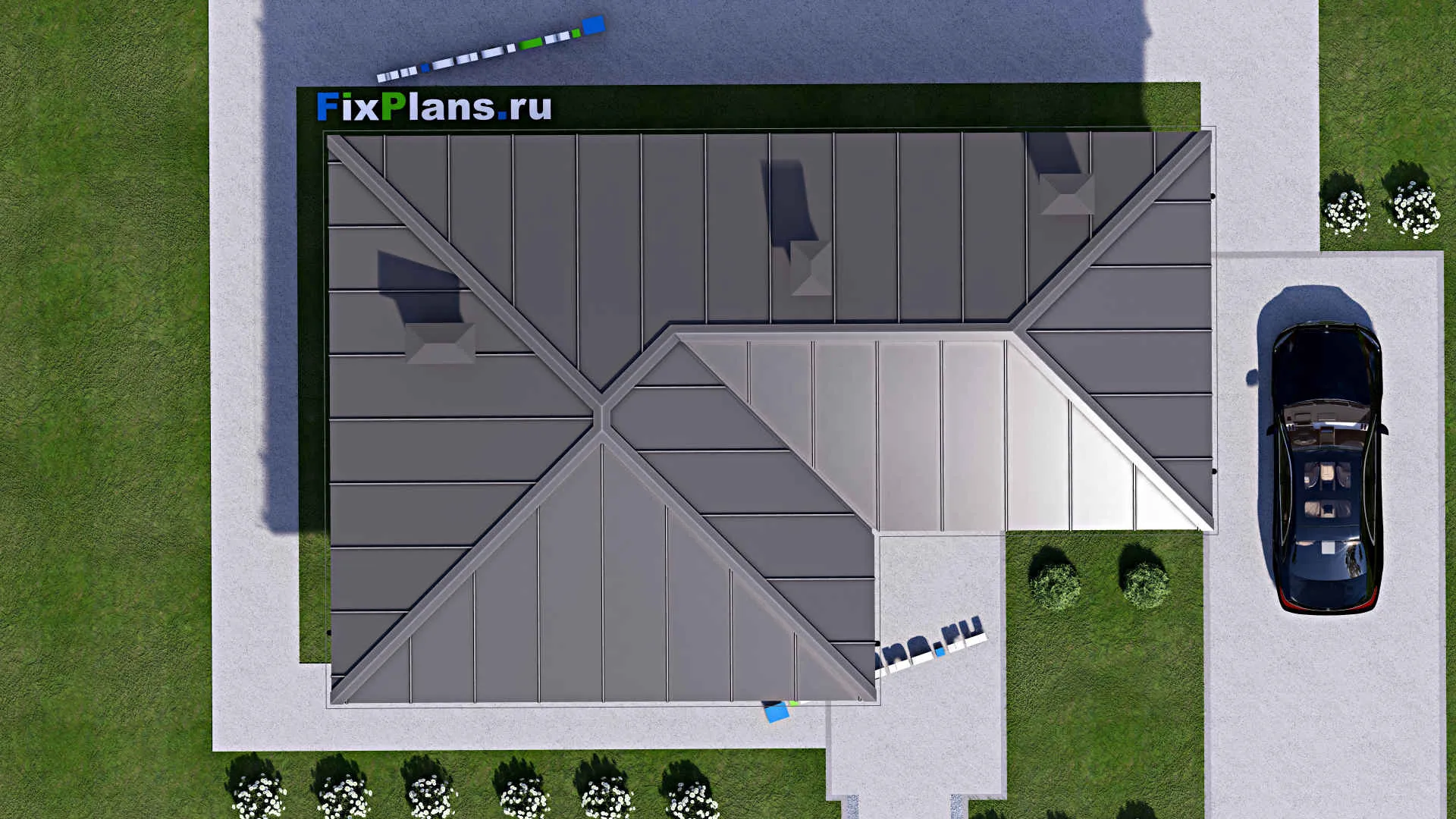 F-13949 - Проект бани 9 на 14, площадью 70 м² с комнатой отдыха, терассой и 2 санузлами