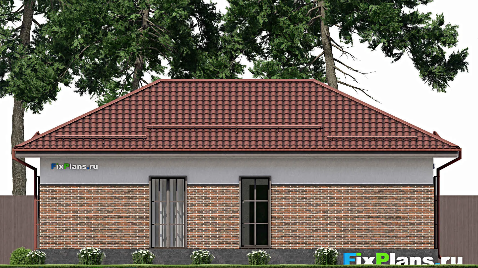 F-1952 - Проект одноэтажного дома 12 на 14, площадью 100 м² с 2 спальнями