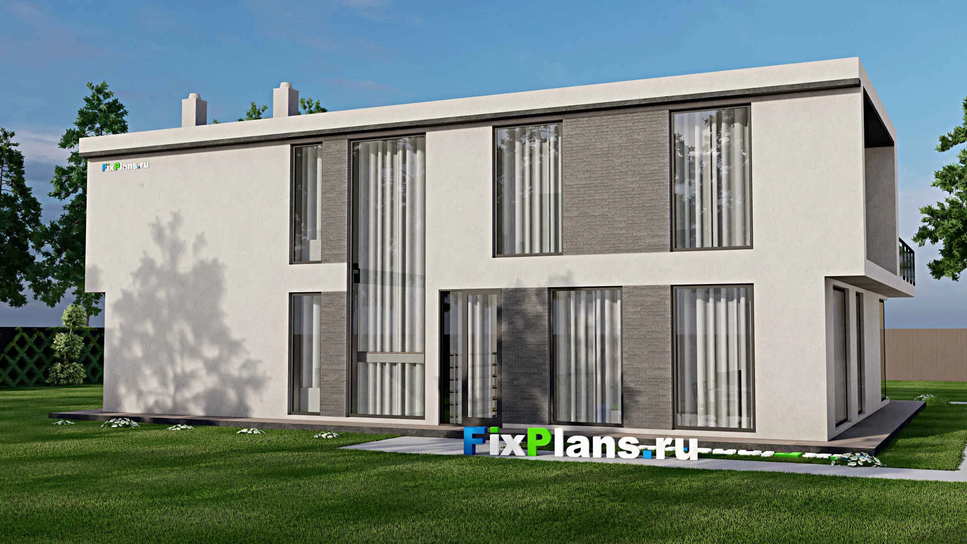 F-5435 - Проект двухэтажного дома 13 на 18, площадью 340 м² с балконом, спортзалом и 4 спальнями