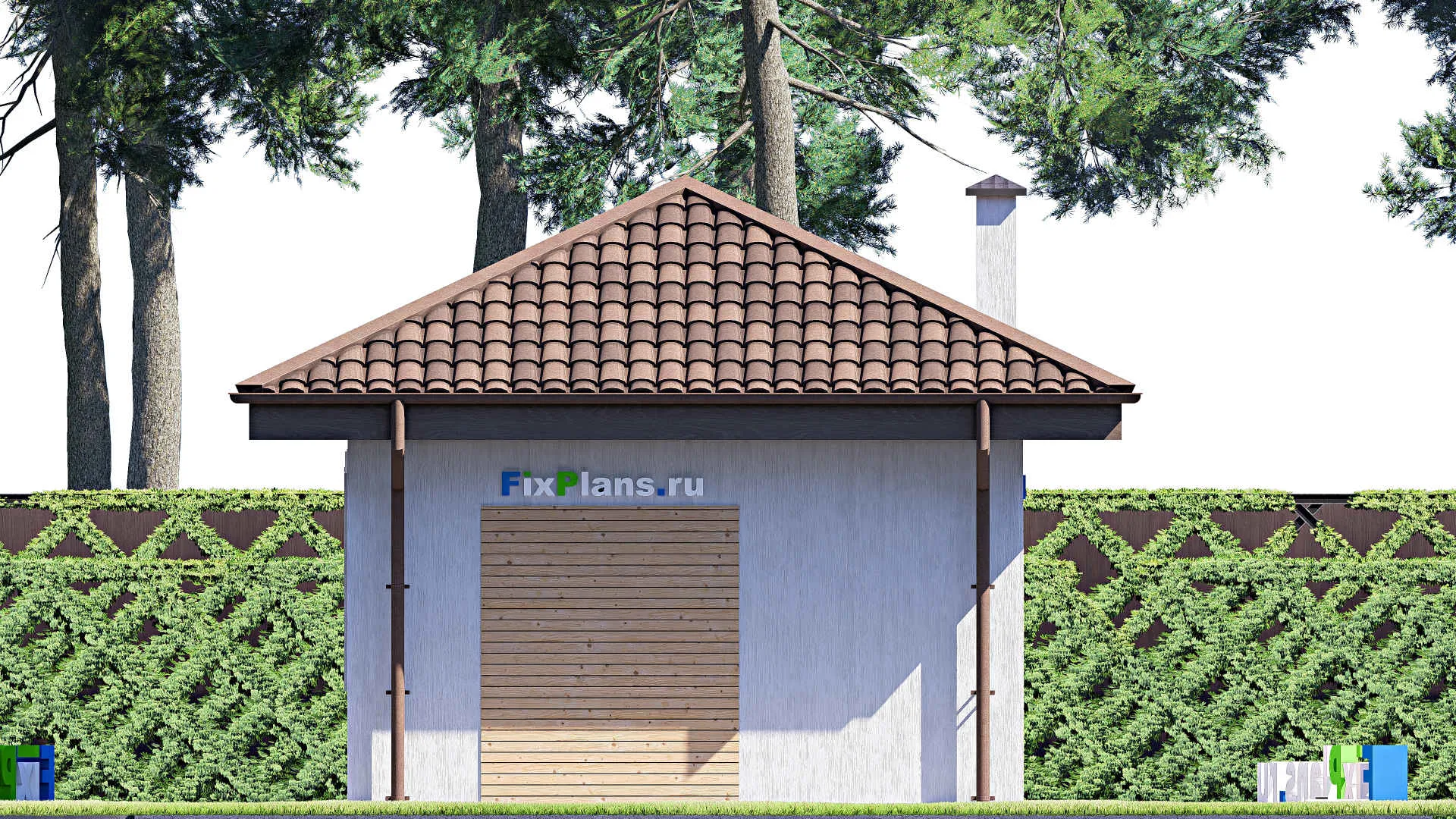 F-17405 - Проект гаража из газобетона 6 на 7, площадью 30 м² 