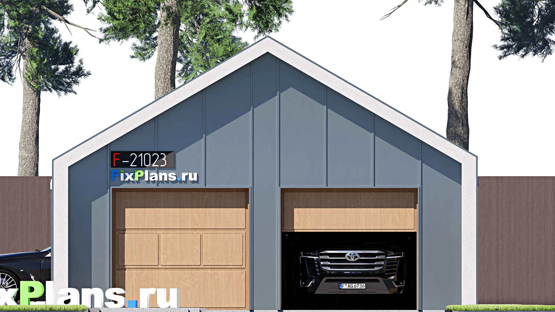 F-21023 - Проект гаража 8 на 8, площадью 50 м² на 2 машиноместа