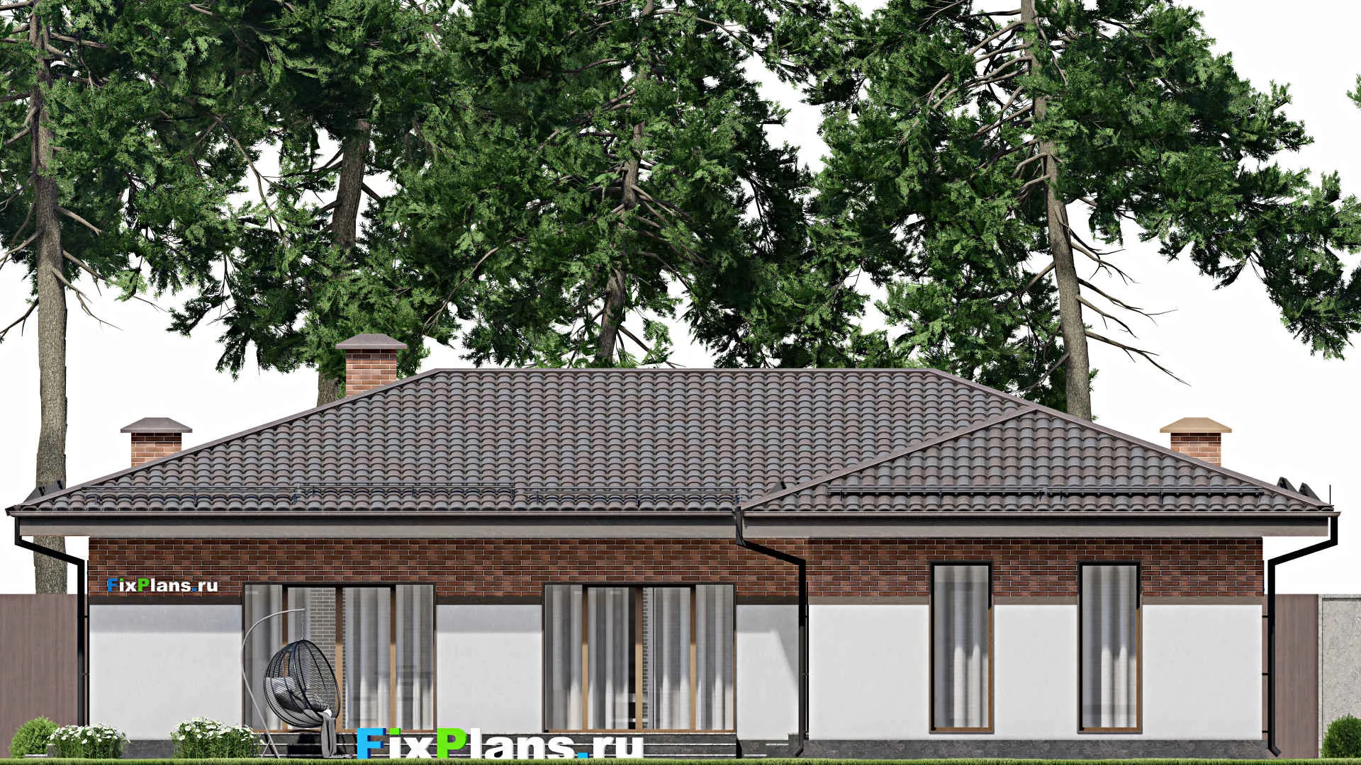 F-6866 - Проект одноэтажного дома 17 на 19, площадью 180 м² с 3 спальнями