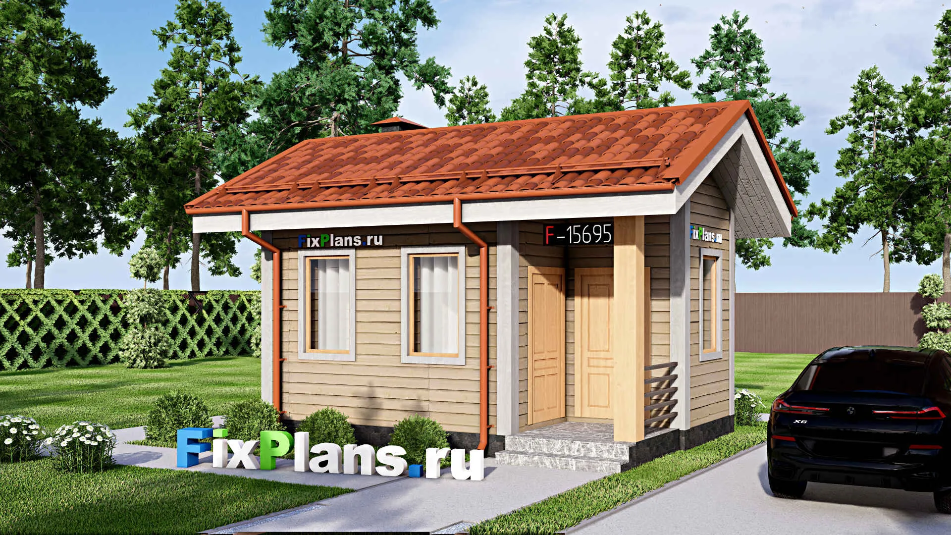 F-15695 - Проект бани 5 на 7, площадью 20 м² с комнатой отдыха