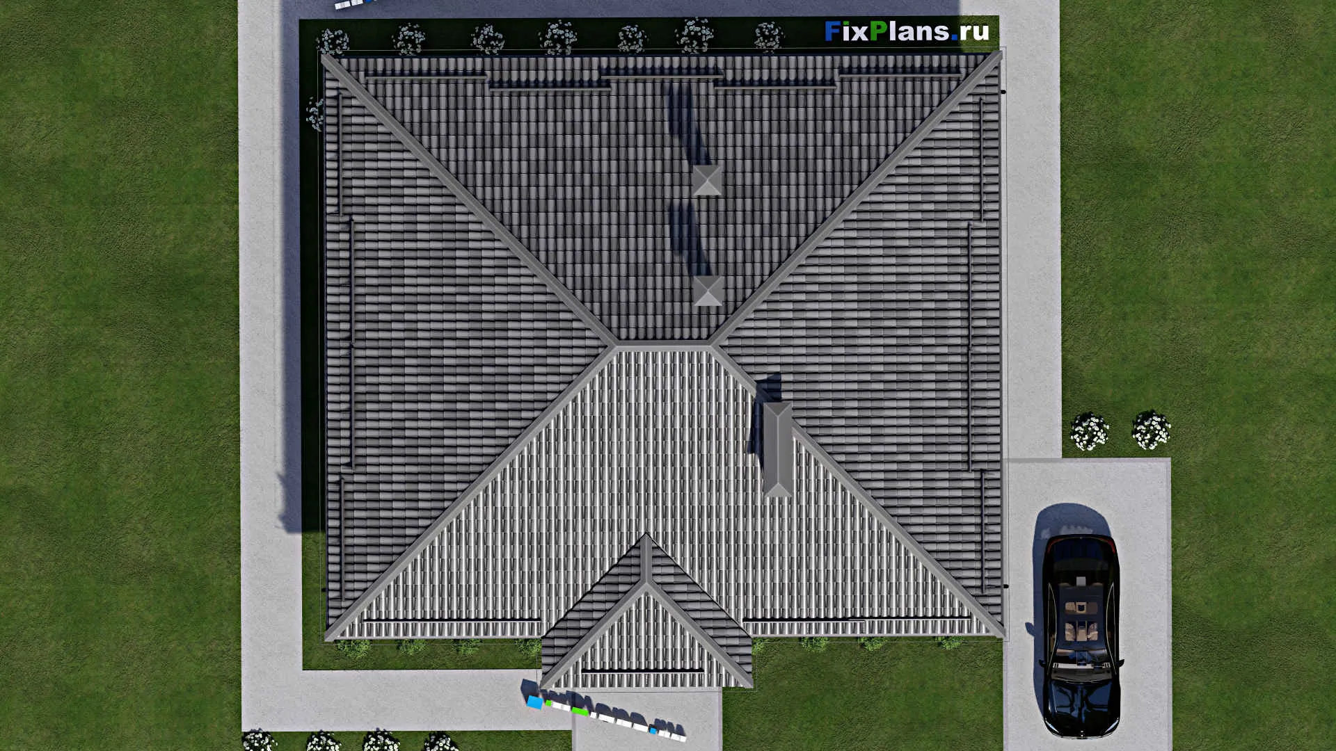 F-7127 - Проект одноэтажного дома 15 на 16, площадью 170 м² с 4 спальнями