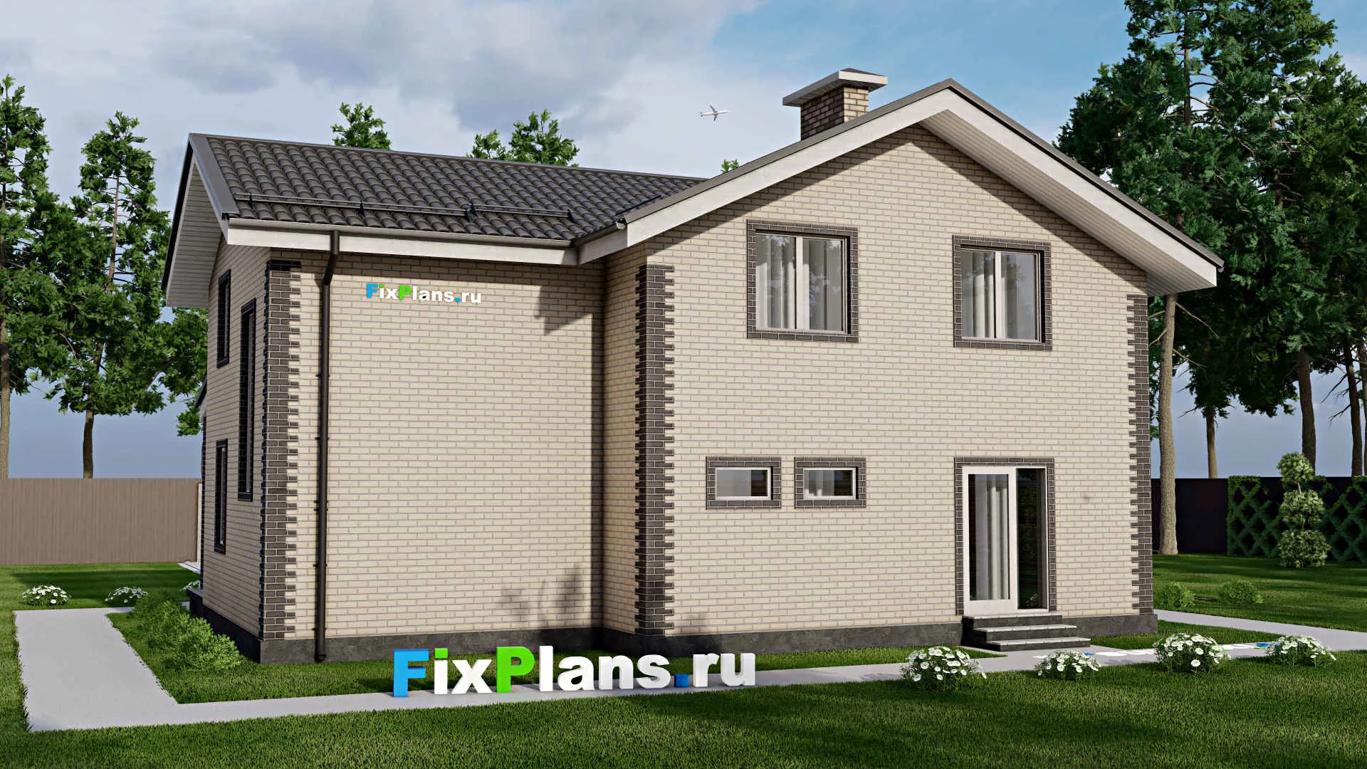 F-3167 - Проект дома с мансардой 11 на 13, площадью 200 м² с террасой и 4 спальнями