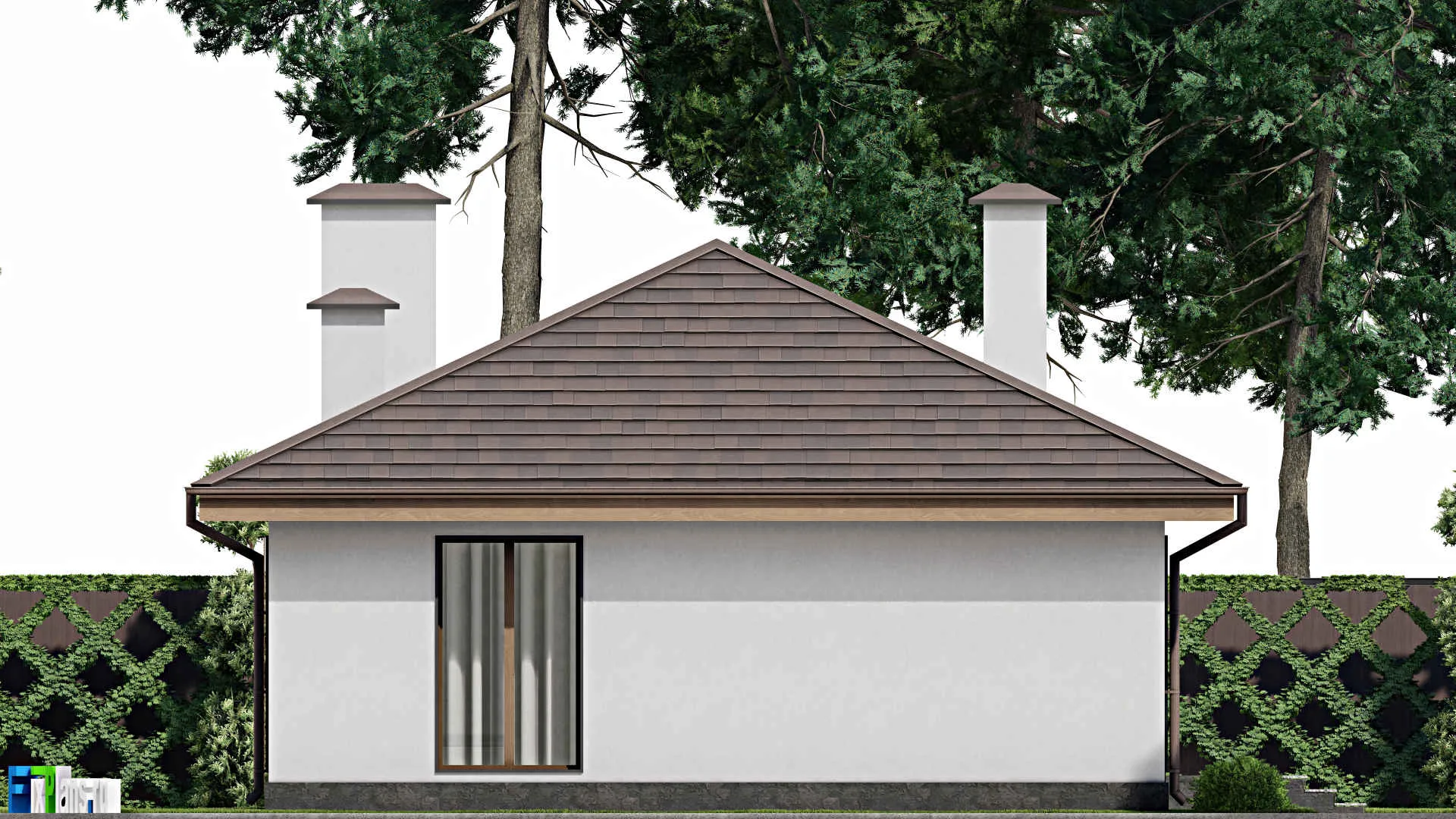 F-10610 - Проект одноэтажного дома 11 на 17, площадью 130 м² с террасой и 2 спальнями