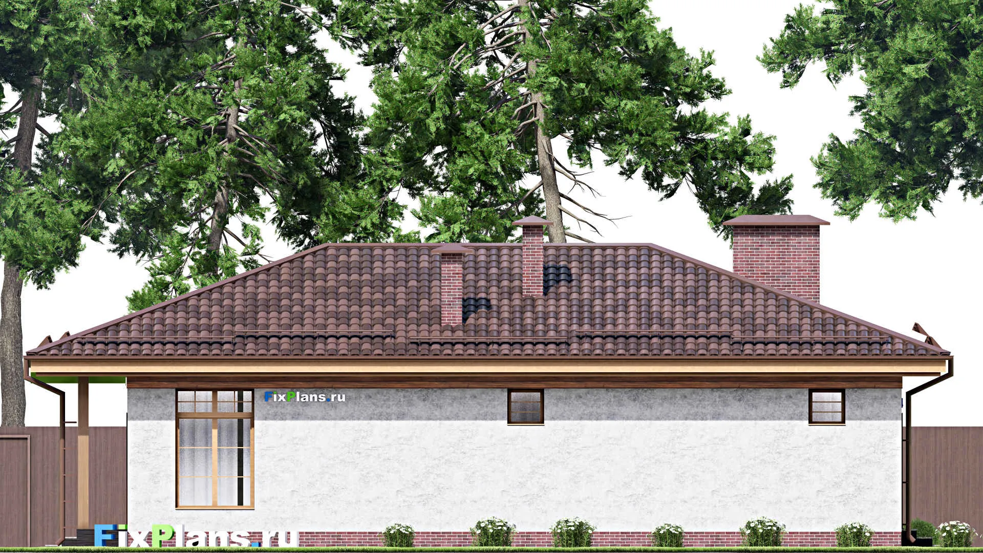 F-15515 - Проект бани 10 на 14, площадью 140 м² с комнатой отдыха, терассой, бассейном и санузлом