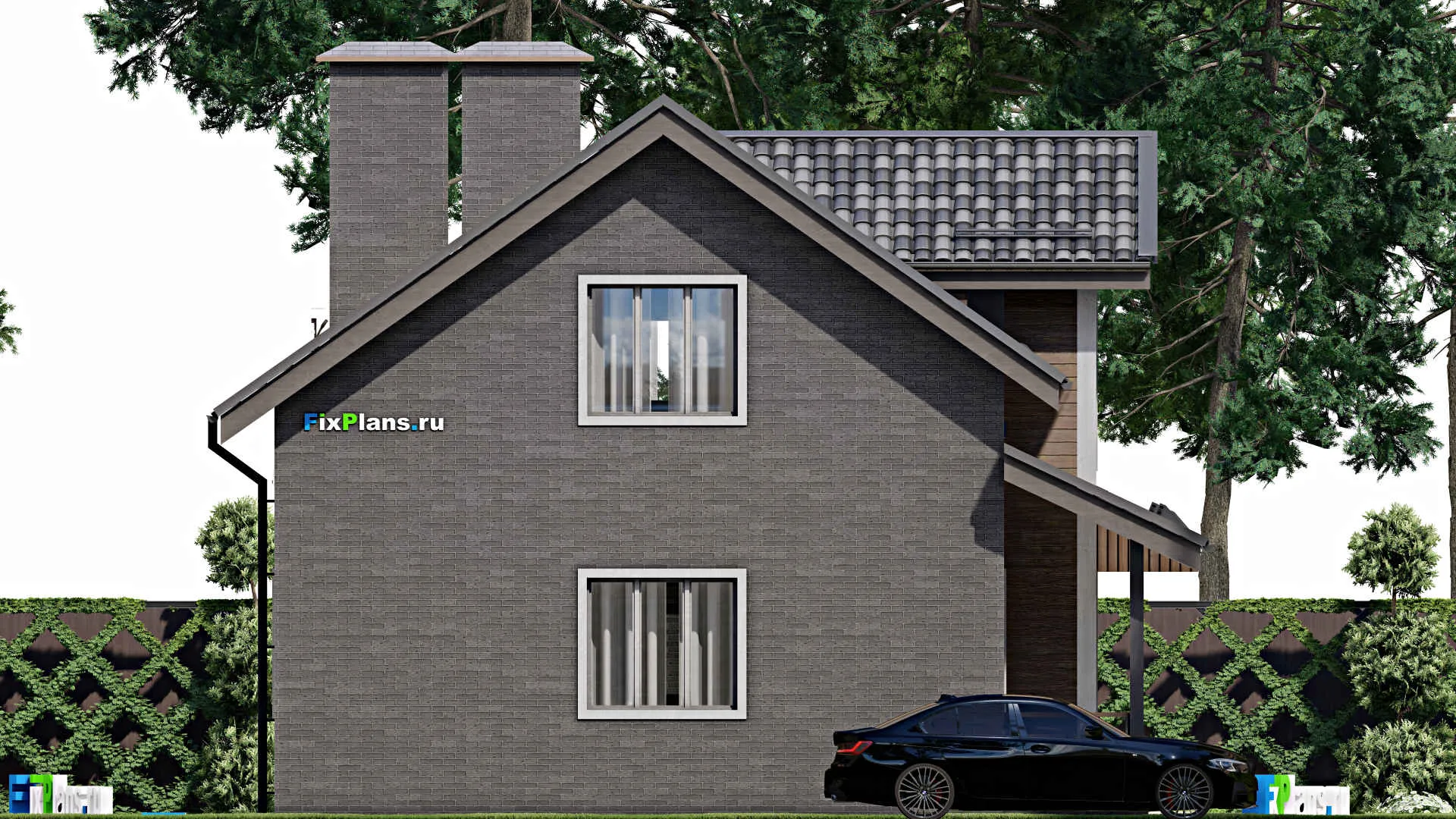 F-3833 - Проект дома с мансардой 9 на 11, площадью 170 м² с террасой и 4 спальнями