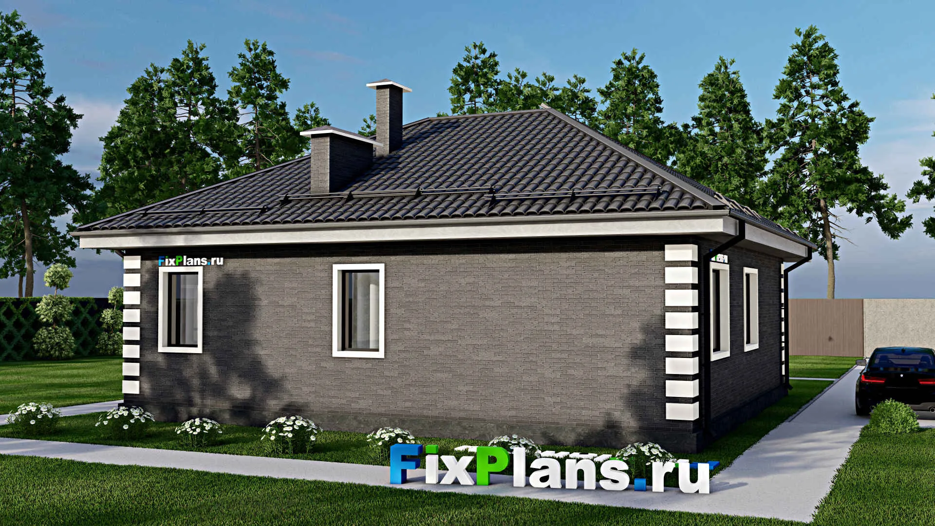 F-4895 - Проект одноэтажного дома 11 на 12, площадью 90 м² с 2 спальнями