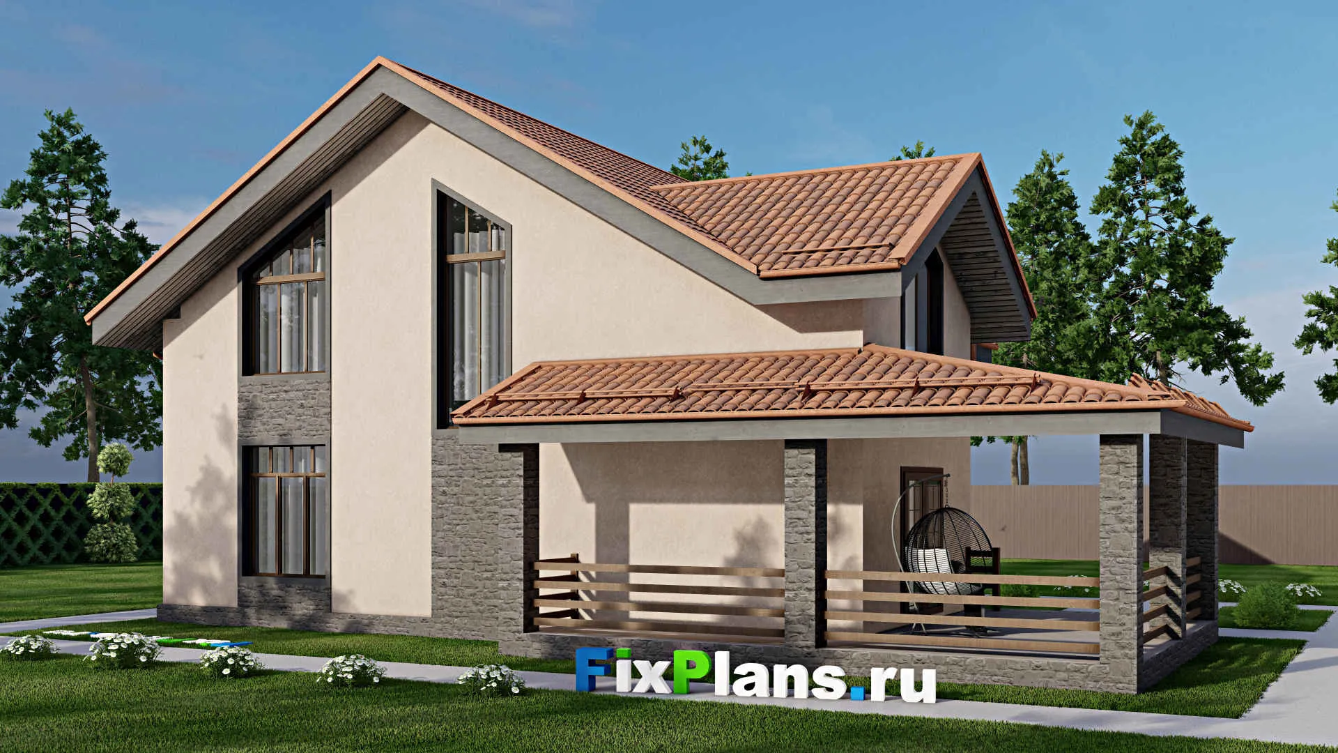 F-10313 - Проект дома с мансардой 12 на 17, площадью 220 м² с 5 спальнями