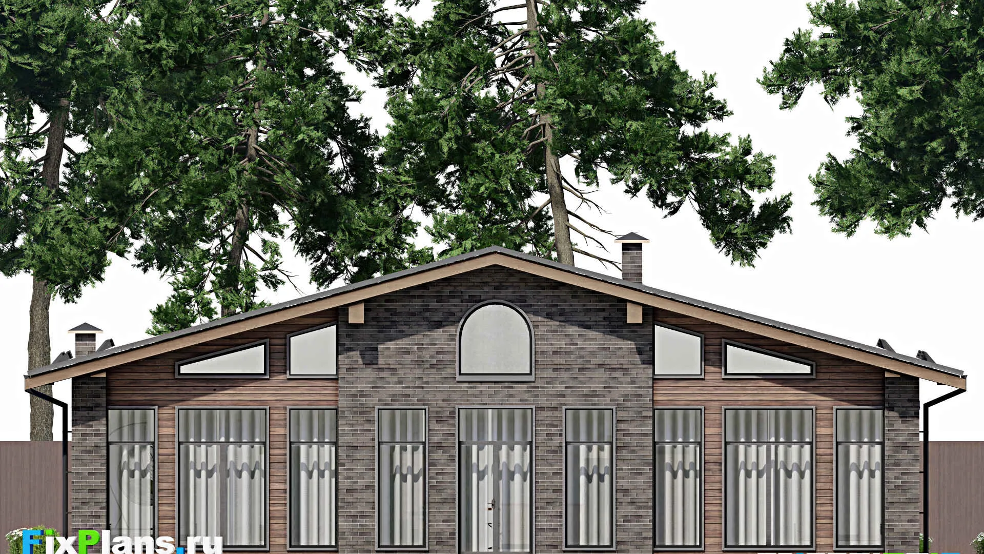 F-2447 - Проект одноэтажного дома 17 на 17, площадью 360 м² с террасой и 3 спальнями