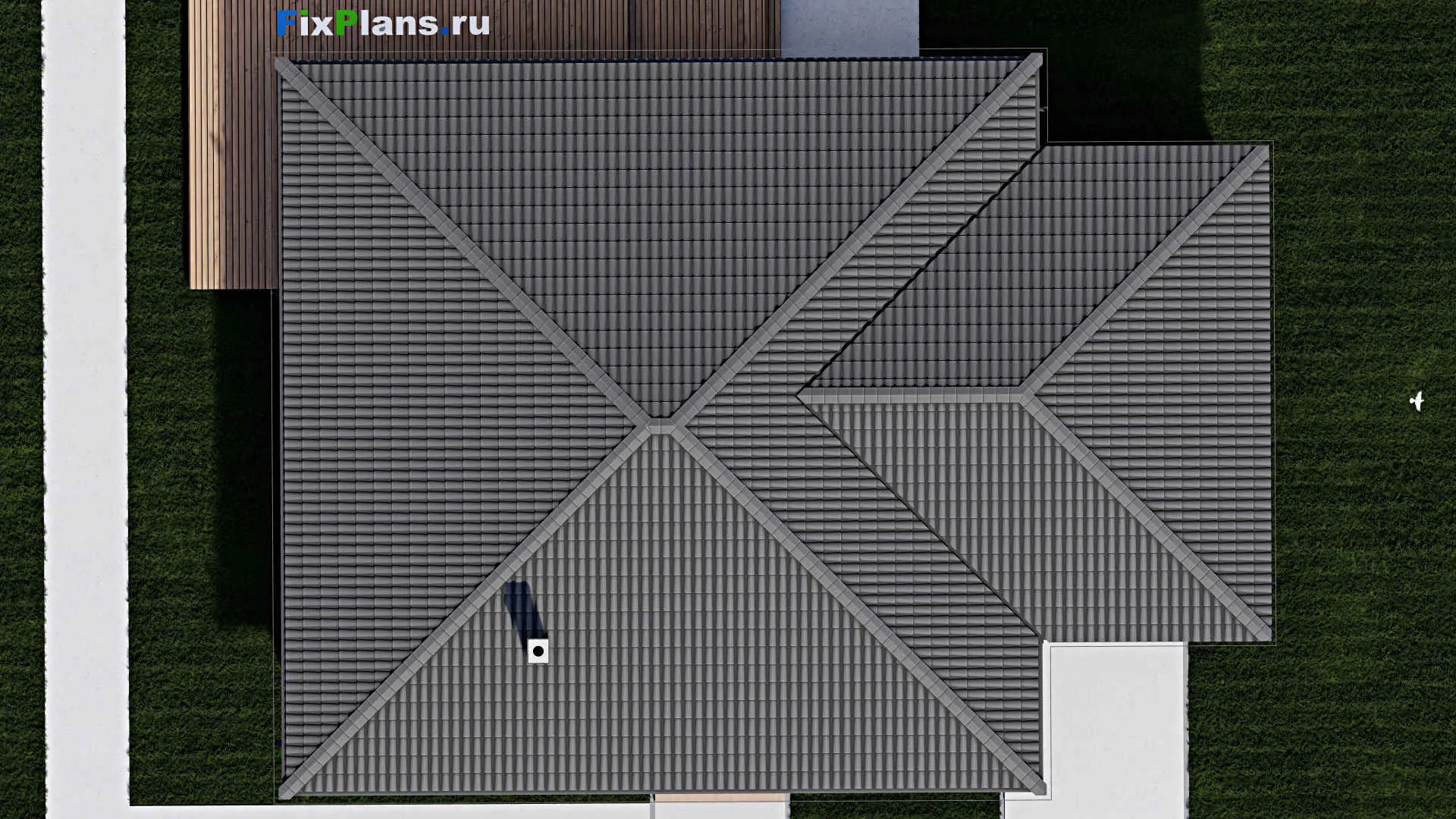 F-0350 - Проект одноэтажного дома 13 на 18, площадью 220 м² с террасой, гаражом на 1 машину и 3 спальнями