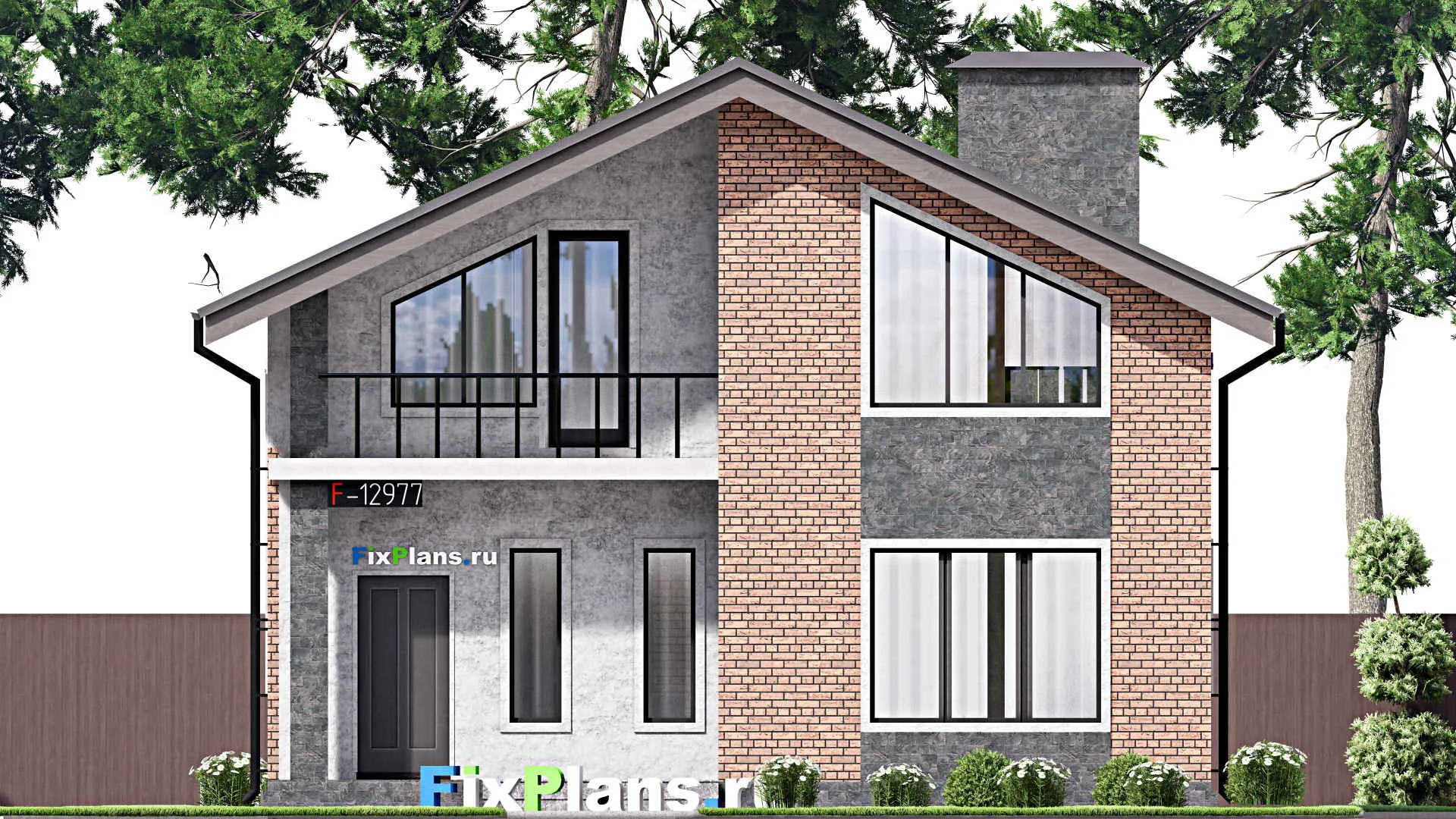 F-12977 - Проект дома с мансардой 10 на 17, площадью 220 м² с террасой и 5 спальнями