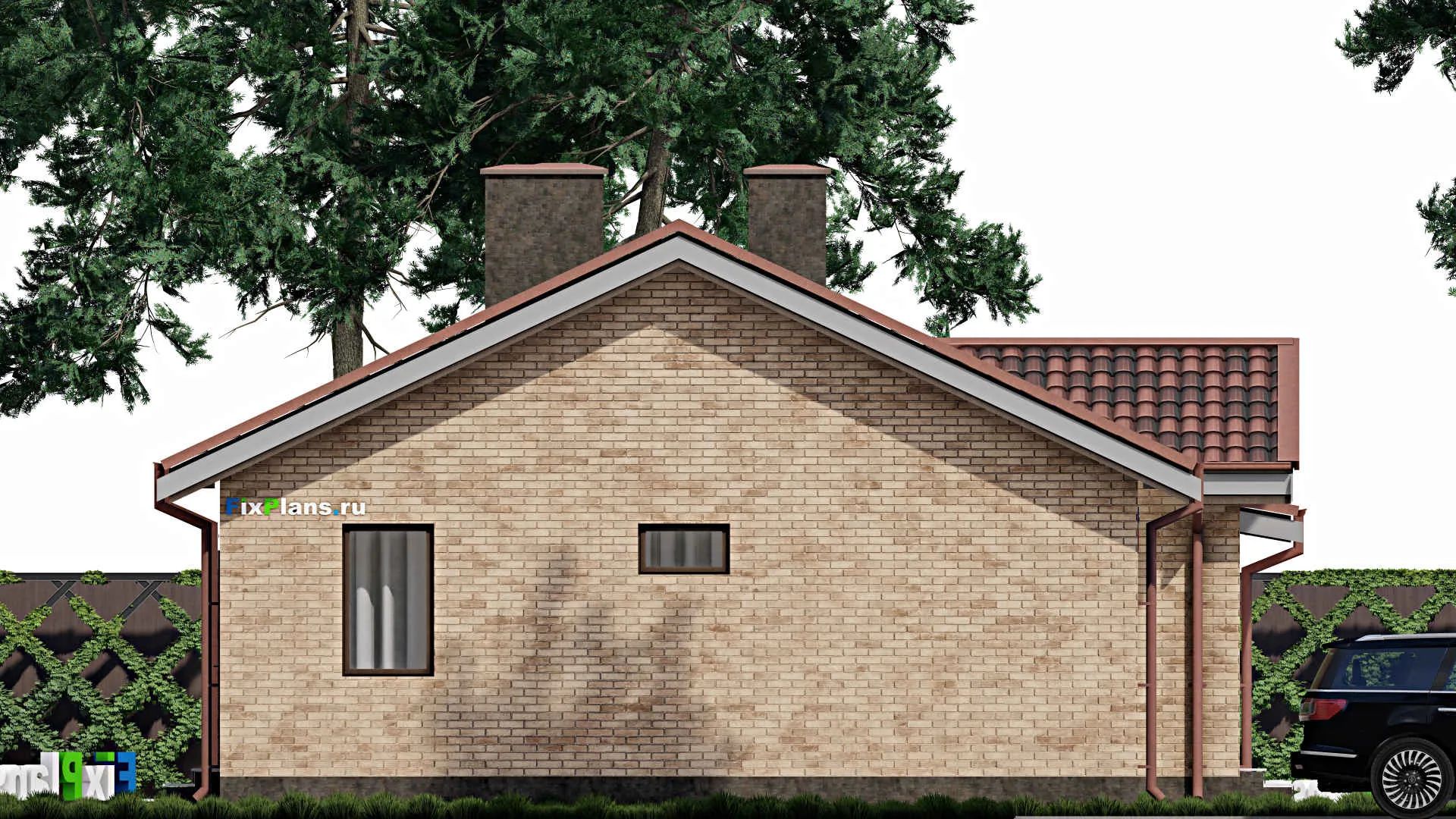 F-0611 - Проект одноэтажного дома 10 на 13, площадью 130 м² с террасой и 3 спальнями