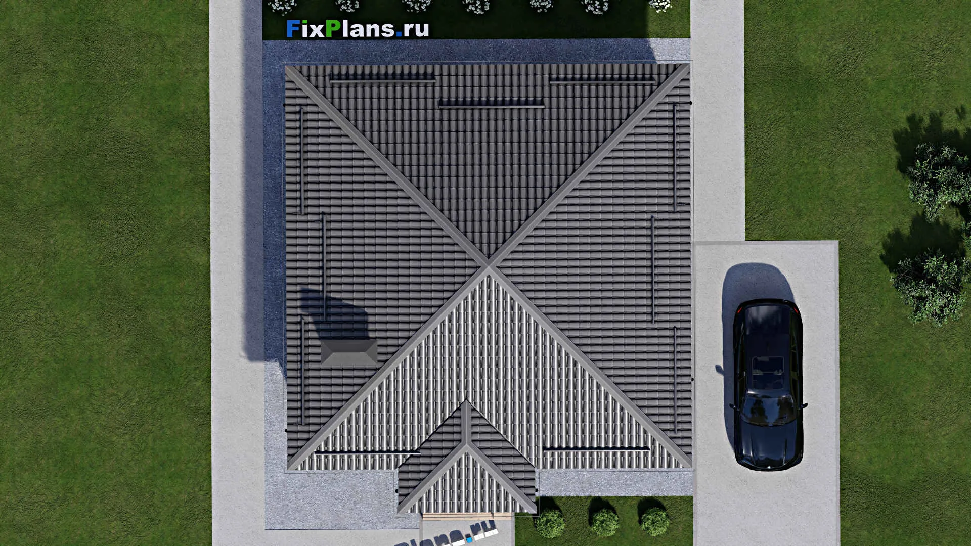 F-2573 - Проект одноэтажного дома 11 на 11, площадью 90 м² с 1 спальнями