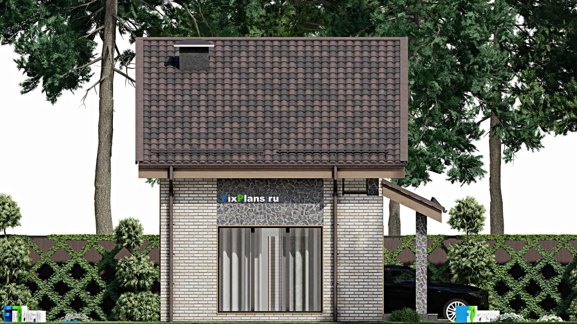 F-6263 - Проект дома с мансардой 6 на 12, площадью 100 м² с балконом и 3 спальнями